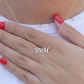 Κολιέ Μονογράμματα με Ζιργκόν Χρυσός K14 SKU-80969