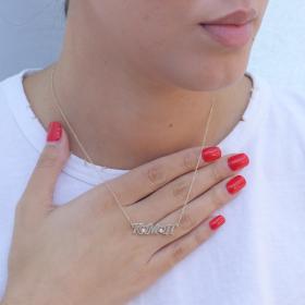 Κολιέ Μονογράμματα με Καρδιές & Ζιργκόν Χρυσός K9 SKU-80970