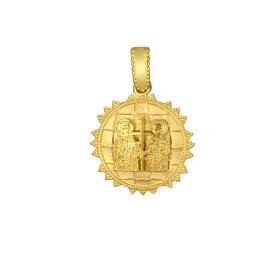 Παιδικό Φυλαχτό Κωνσταντινάτο Διπλής Όψεως με Λευκά Ζιργκόν Χρυσός K14 SKU-80118