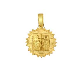 Φυλαχτό Κωνσταντινάτο Διπλής Όψεως Χρυσός K14 με Ζιργκόν SKU-80120