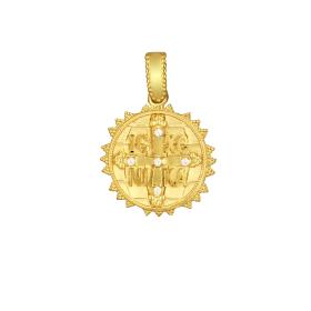 Φυλαχτό Κωνσταντινάτο Διπλής Όψεως Χρυσός K9 με Λευκά Ζιργκόν SKU-80122