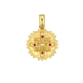 Φυλαχτό Κωνσταντινάτο Διπλής Όψεως Χρυσός K9 με Ζιργκόν SKU-80124