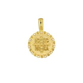 Παιδικό Φυλαχτό Κωνσταντινάτο Διπλής Όψεως με Λευκά Ζιργκόν Χρυσός K9 SKU-80127