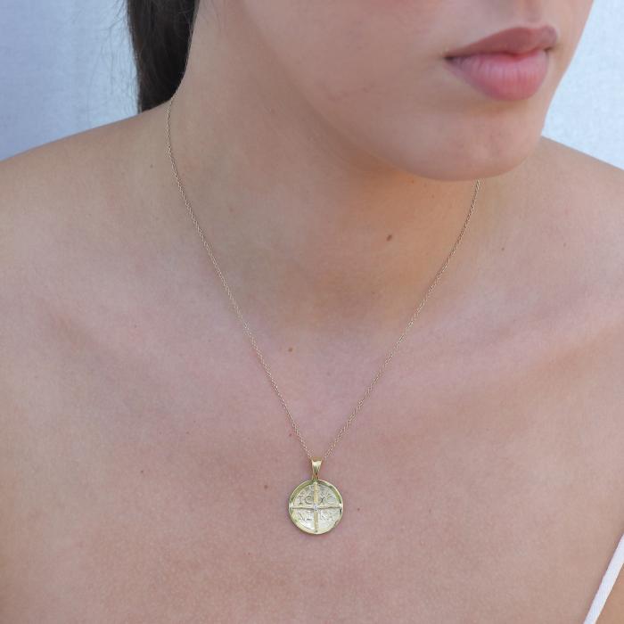 Φυλαχτό Κωνσταντινάτο για Παιδιά με Διαμάντι Χρυσός K14 SKU-80240