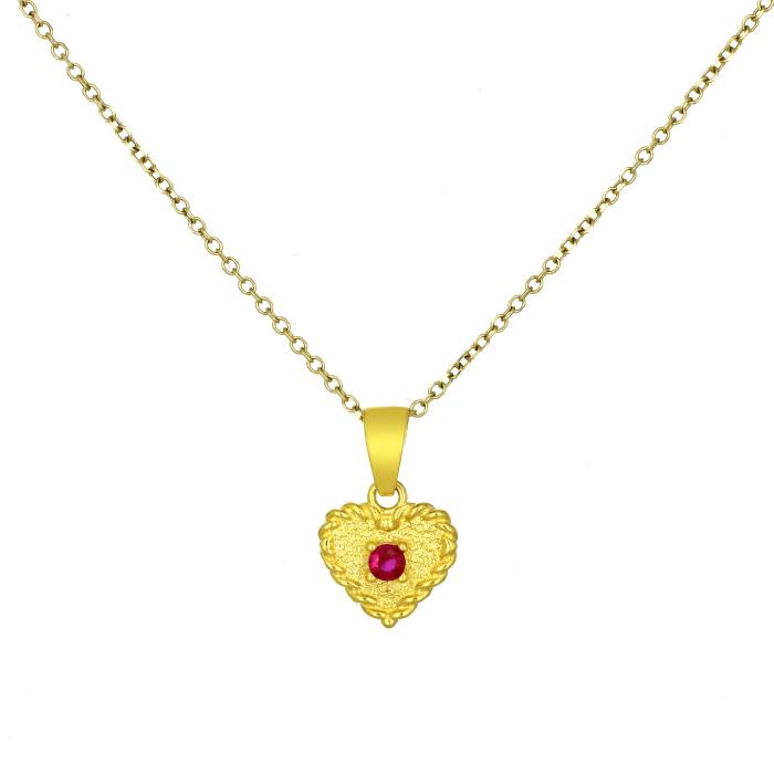 Μενταγιόν Καρδιά με Κόκκινο Ζιργκόν Χρυσός K14 SKU-80314