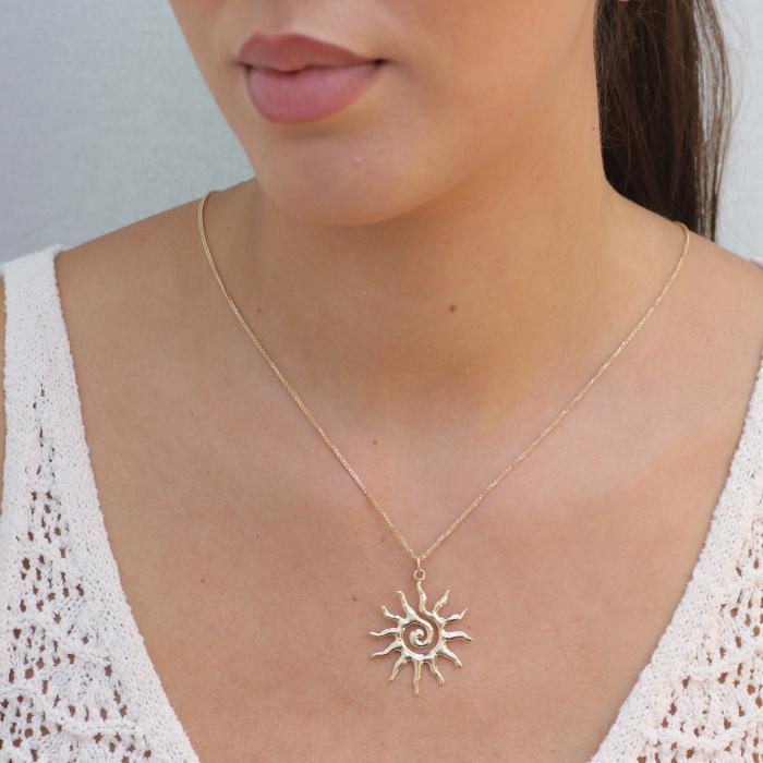 Μενταγιόν Ήλιος Γυναικείο Χρυσός K14 SKU-80315