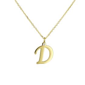 Κολιέ Μονόγραμμα D με Διαμάντι Χρυσός Κ14 SKU-80290