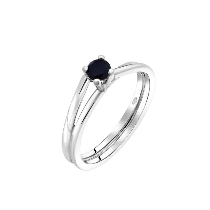 Μονόπετρο Δαχτυλίδι με Μαύρο Διαμάντι Λευκόχρυσος K18 SKU-80182