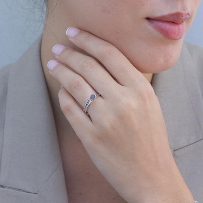 Μονόπετρο Δαχτυλίδι με Μαύρο Διαμάντι Λευκόχρυσος K18 SKU-80182