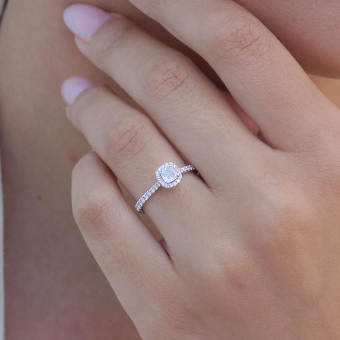 Μονόπετρο Δαχτυλίδι με Διαμάντια Lab Grown Λευκόχρυσος K14 SKU-80661