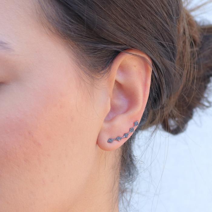 Σκουλαρίκια Ear Cuff Ροζ Χρυσός K14 με Καφέ Διαμάντια SKU-80229