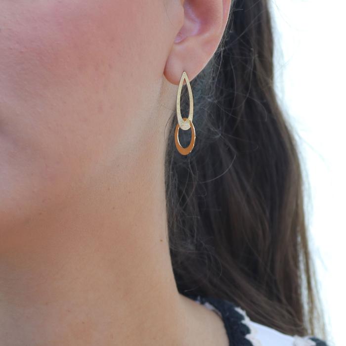 Σκουλαρίκια Κρεμαστά Γυναικεία Χρυσός K14 SKU-80673