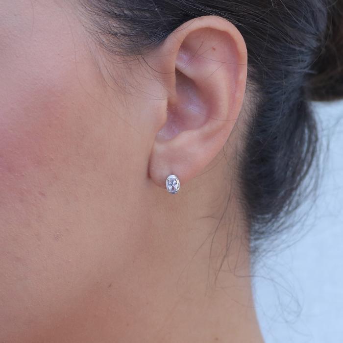 Σκουλαρίκια Μονόπετρα Ζιργκόν σε Λευκόχρυσος K9 SKU-80014