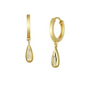 Σκουλαρίκια Δάκρυ Χρυσός K9 με Ζιργκόν SKU-80017