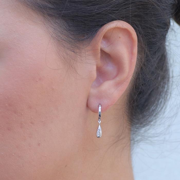 Κρεμαστά Σκουλαρίκια με Ζιργκόν Λευκόχρυσος K14 SKU-80025