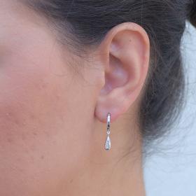 Κρεμαστά Σκουλαρίκια με Ζιργκόν Λευκόχρυσος K14 SKU-80025