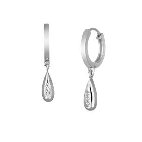 Κρεμαστά Σκουλαρίκια με Ζιργκόν Λευκόχρυσος K14 SKU-80025