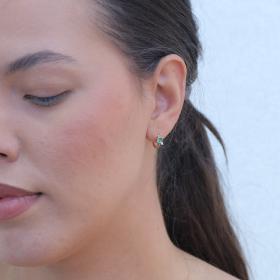 Σκουλαρίκια Κρίκοι με Διαμάντια & Σμαράγδι Ροζ Χρυσός K14 SKU-80235