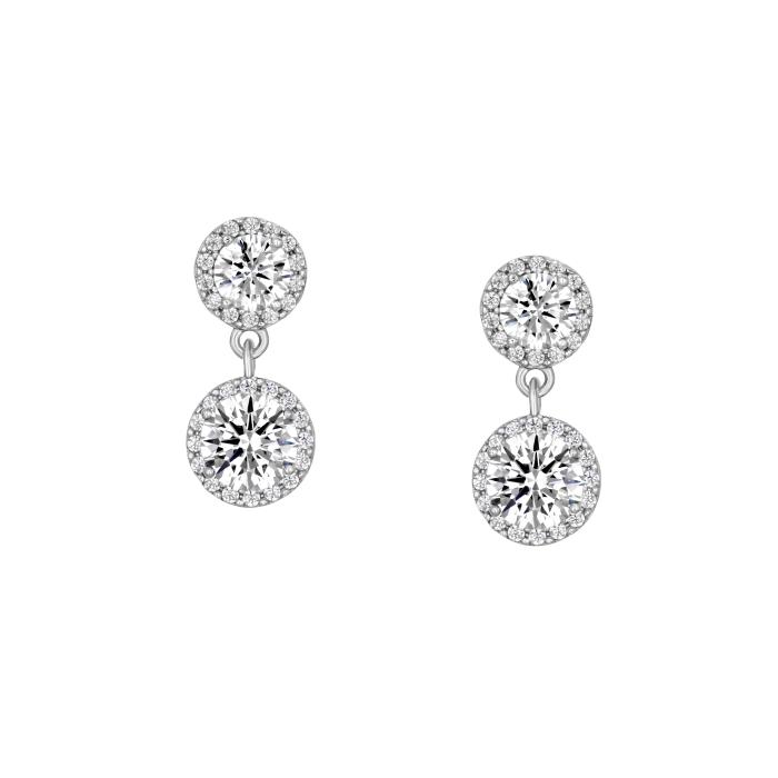 Σκουλαρίκια Κρεμαστά Λευκόχρυσος K9 με Λευκά Ζιργκόν SKU-80896