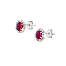 Σκουλαρίκια Καρφωτά με Λευκά και Κόκκινα Ζιργκόν Λευκόχρυσος K9 SKU-80899