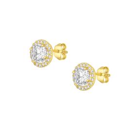 Σκουλαρίκια Καρφωτά Ροζέτα Χρυσός Κ9 με Ζιργκόν SKU-80905