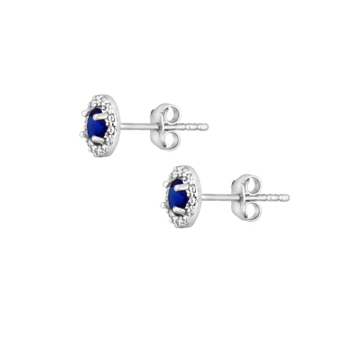 Σκουλαρίκια Ροζέτα Λευκόχρυσος K9 με Ζιργκόν SKU-80907