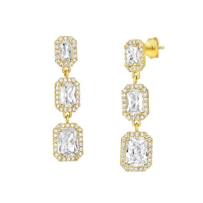 Σκουλαρίκια Κρεμαστά Χρυσός Κ9 με Ζιργκόν SKU-80909