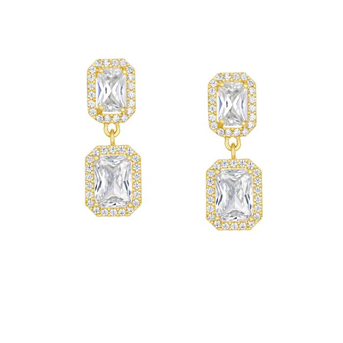 Κρεμαστά Σκουλαρίκια Χρυσός K9 με Ζιργκόν SKU-80910