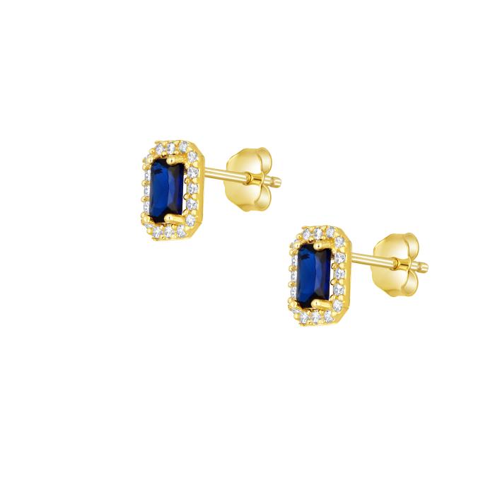 Σκουλαρίκια Καρφωτά Ροζέτα Χρυσός K9 με Ζιργκόν SKU-80917