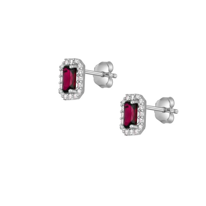 Καρφωτά Σκουλαρίκια Ροζέτα Λευκόχρυσος K9 με  Ζιργκόν SKU-80919