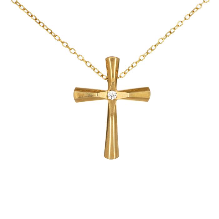 Σταυρός Βάπτισης για Κορίτσι με Διαμάντι Χρυσός K14 SKU-80831