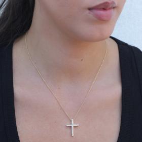 Σταυρός Βάπτισης για Κορίτσι με Διαμάντια Χρυσός Κ14 SKU-80863