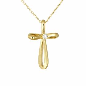 Σταυρός Βάπτισης με Διαμάντι Χρυσός K14 SKU-80402