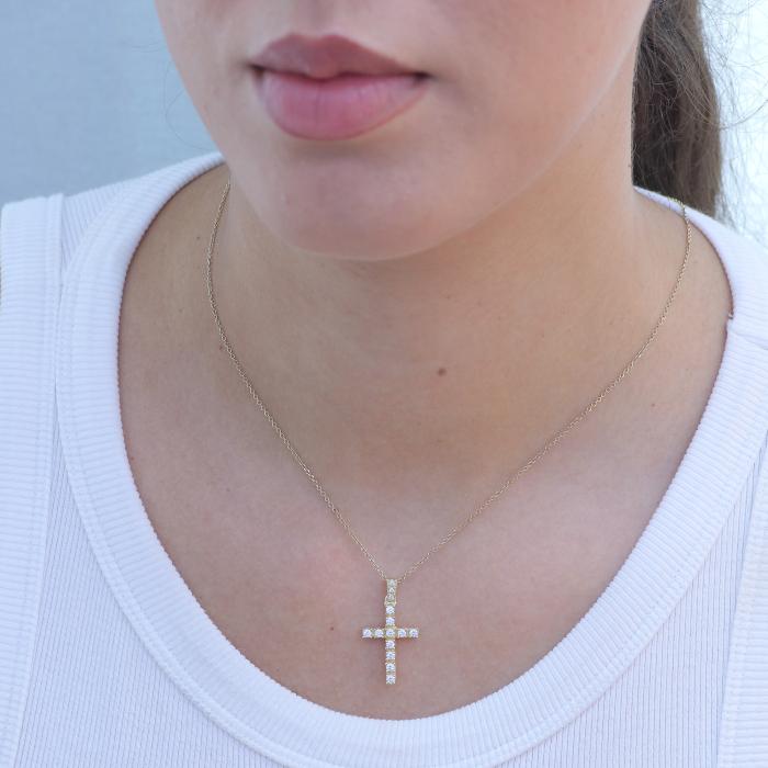 Σταυρός Διπλής Όψης για Κορίτσι με Ζιργκόν Χρυσός K14 SKU-80114