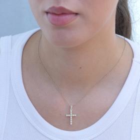 Σταυρός Διπλής Όψης για Κορίτσι με Ζιργκόν Χρυσός K14 SKU-80114