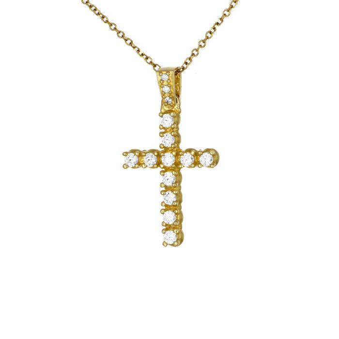 Σταυρός Διπλής Όψης για Κορίτσι με Ζιργκόν Χρυσός K14 SKU-80114