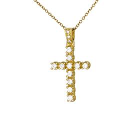 Σταυρός Διπλής Όψης για Κορίτσι με Ζιργκόν Χρυσός K14 SKU-80114