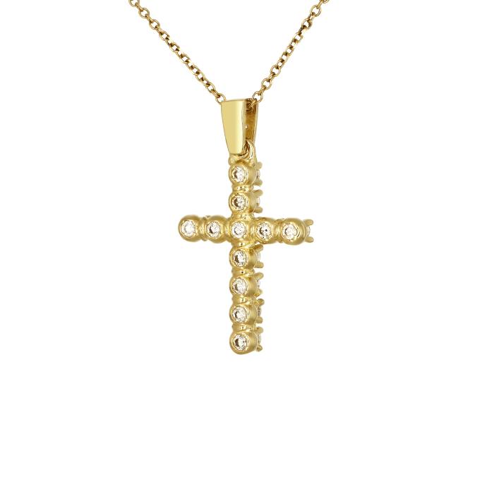 Σταυρός Διπλής Όψης για Κορίτσι με Ζιργκόν Χρυσός K14 SKU-80114