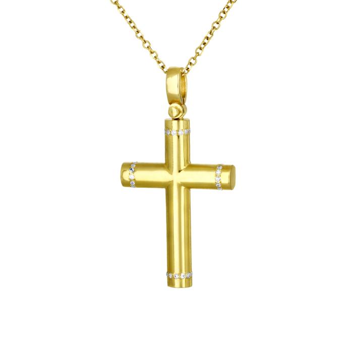 Σταυρός Βάπτισης με Διαμάντια Χρυσός K14 SKU-80176