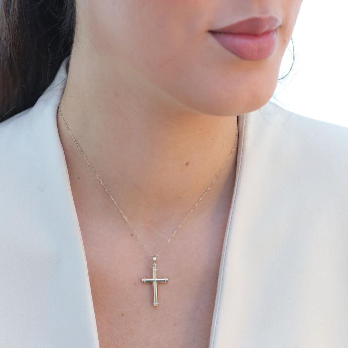 Σταυρός Βάπτισης με Διαμάντια Χρυσός K14 SKU-80176