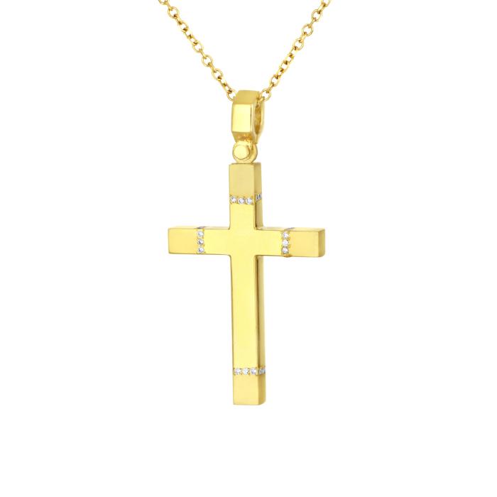 Σταυρός Βάπτισης με Διαμάντια Χρυσός K14 SKU-80178