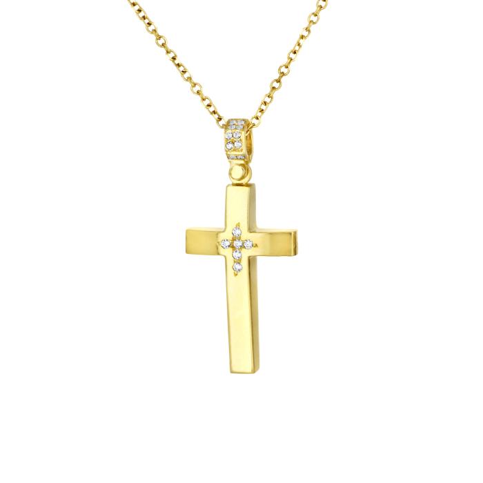 Σταυρός Βάπτισης με Διαμάντια Χρυσός K14 SKU-80180