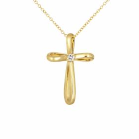 Σταυρός Βάπτισης με Διαμάντι Χρυσός K14 SKU-80402