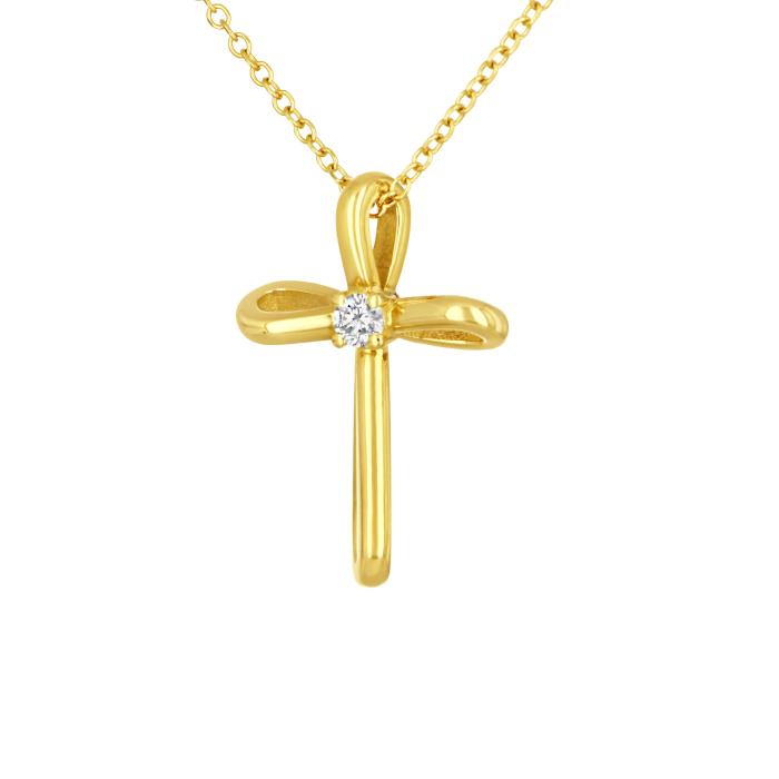 Σταυρός Βάπτισης με Διαμάντι Χρυσός K14 SKU-80701