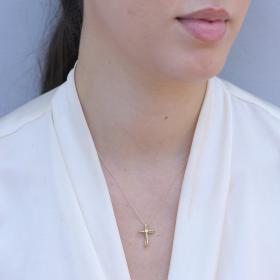 Σταυρός Βάπτισης με Διαμάντι Χρυσός K14 SKU-80701