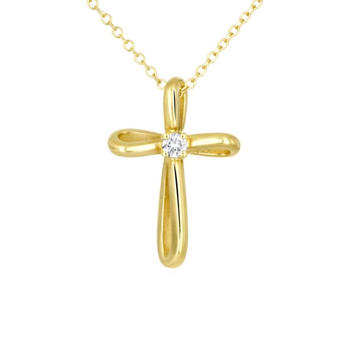 Σταυρός Βάπτισης με Διαμάντι Χρυσός K14 SKU-80701
