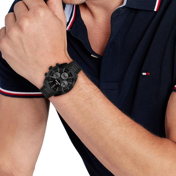 Ανδρικό Ρολόι TOMMY HILFIGER Hudson με Μαύρο Καντράν SKU-80825