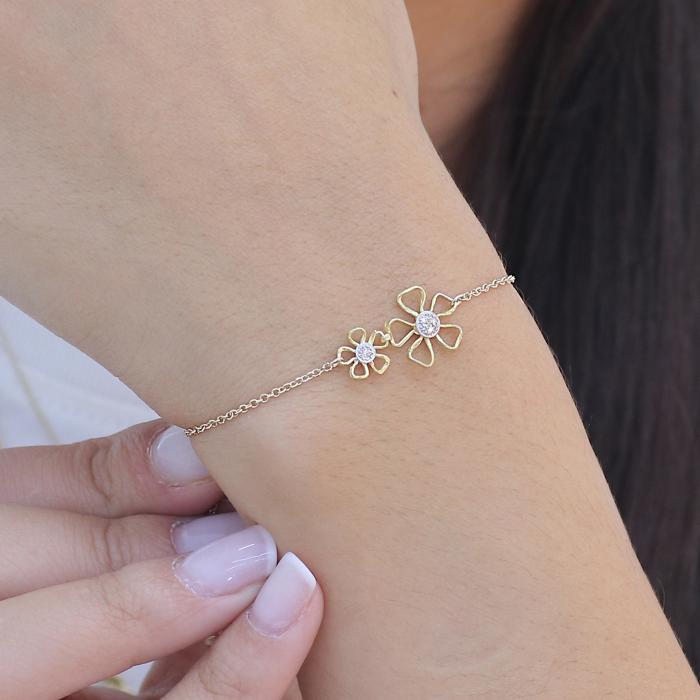 Βραχιόλι με Διαμάντια Λευκόχρυσος & Χρυσός K14 SKU-81172