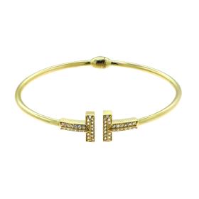 Βραχιόλι Χειροπέδα Χρυσός K14 με Λευκά Ζιργκόν SKU-81180