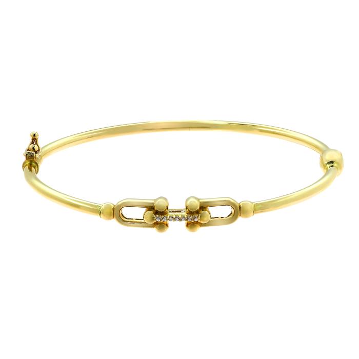 Βραχιόλι Χειροπέδα  Χρυσός Κ14 με Λευκά Ζιργκόν SKU-81181